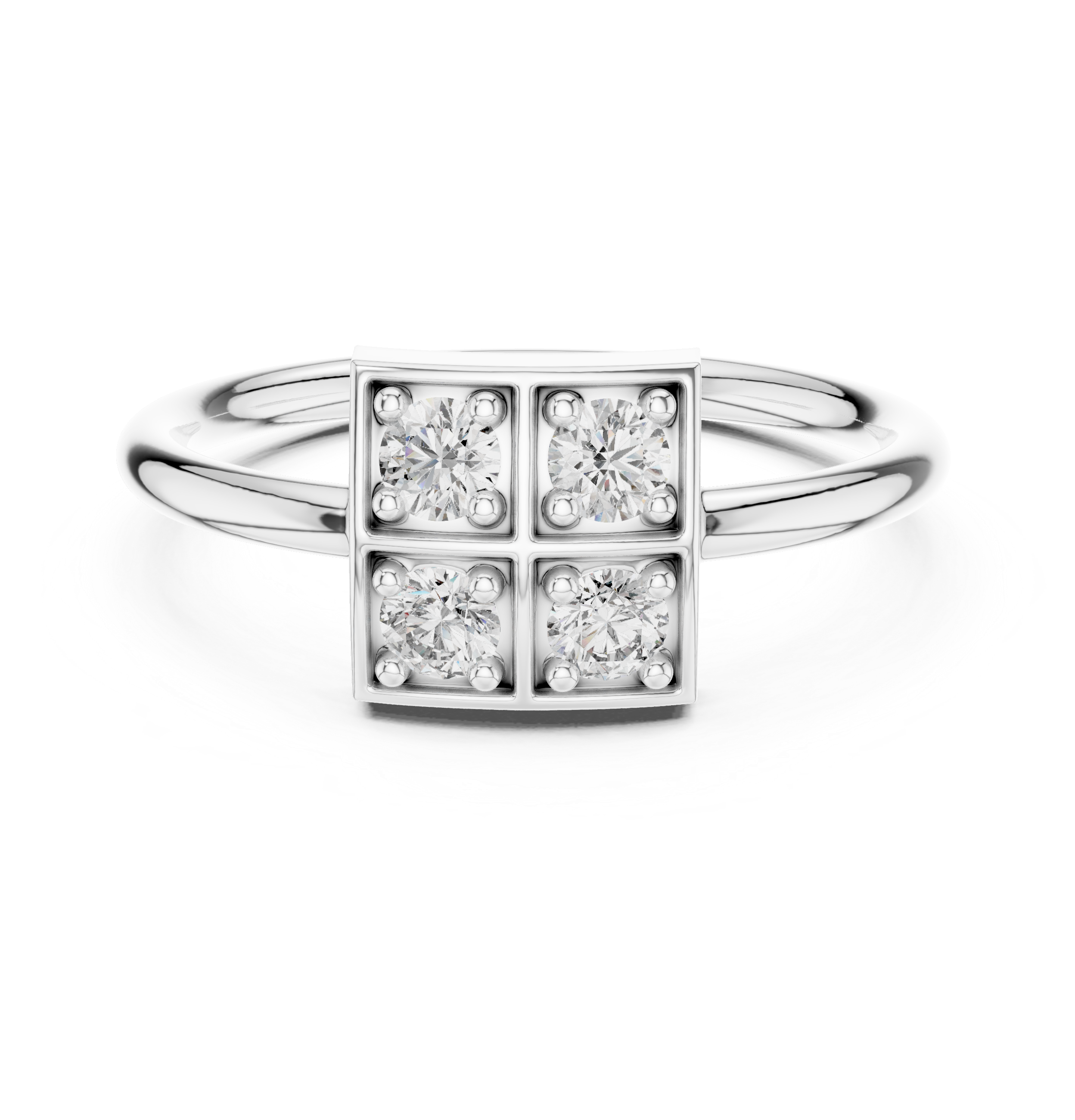 Four Stone Diamond Cluster Ring in Sterling Silver