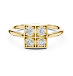 Four Stone Diamond Cluster Ring in Sterling Silver