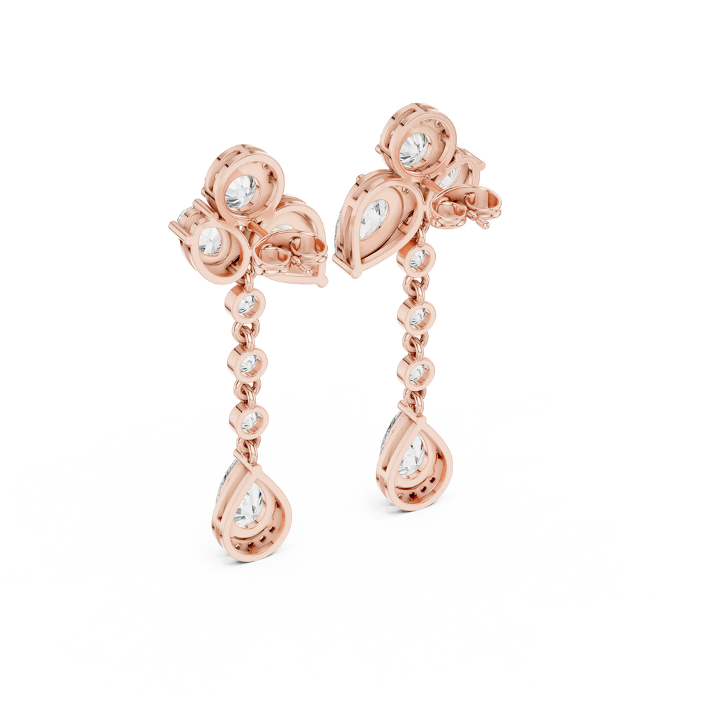 Pear & Oval Diamond Drop Dangle Earrings