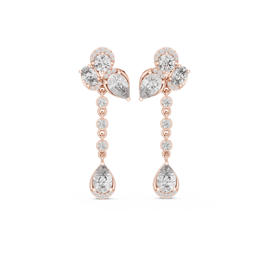 Pear & Oval Diamond Drop Dangle Earrings