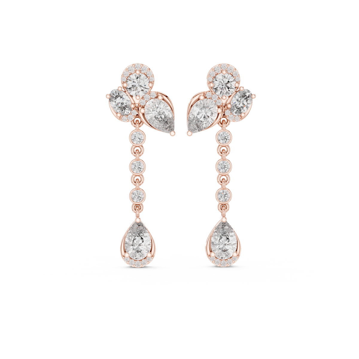 Pear & Oval Diamond Drop Dangle Earrings, gallery image — Jewelix Atelier