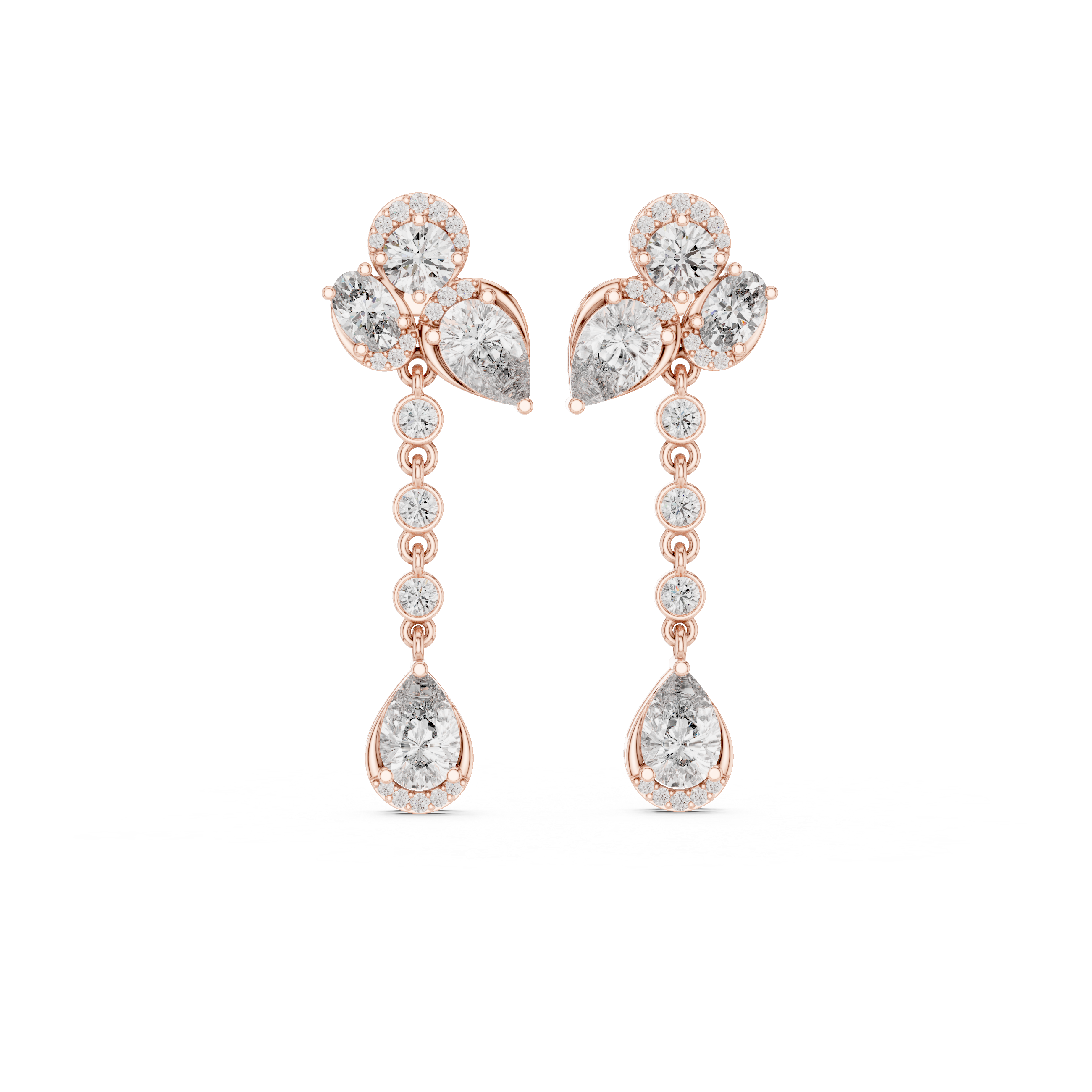 Pear & Oval Diamond Drop Dangle Earrings