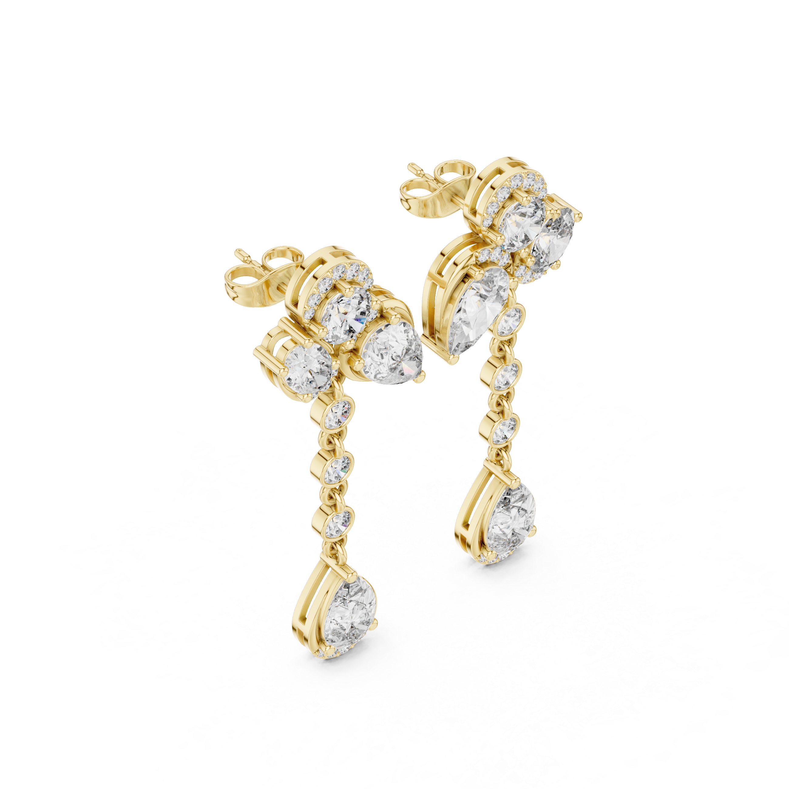 Pear & Oval Diamond Drop Dangle Earrings