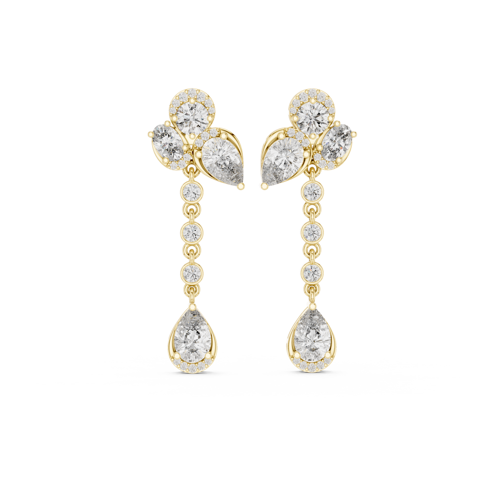 Pear & Oval Diamond Drop Dangle Earrings