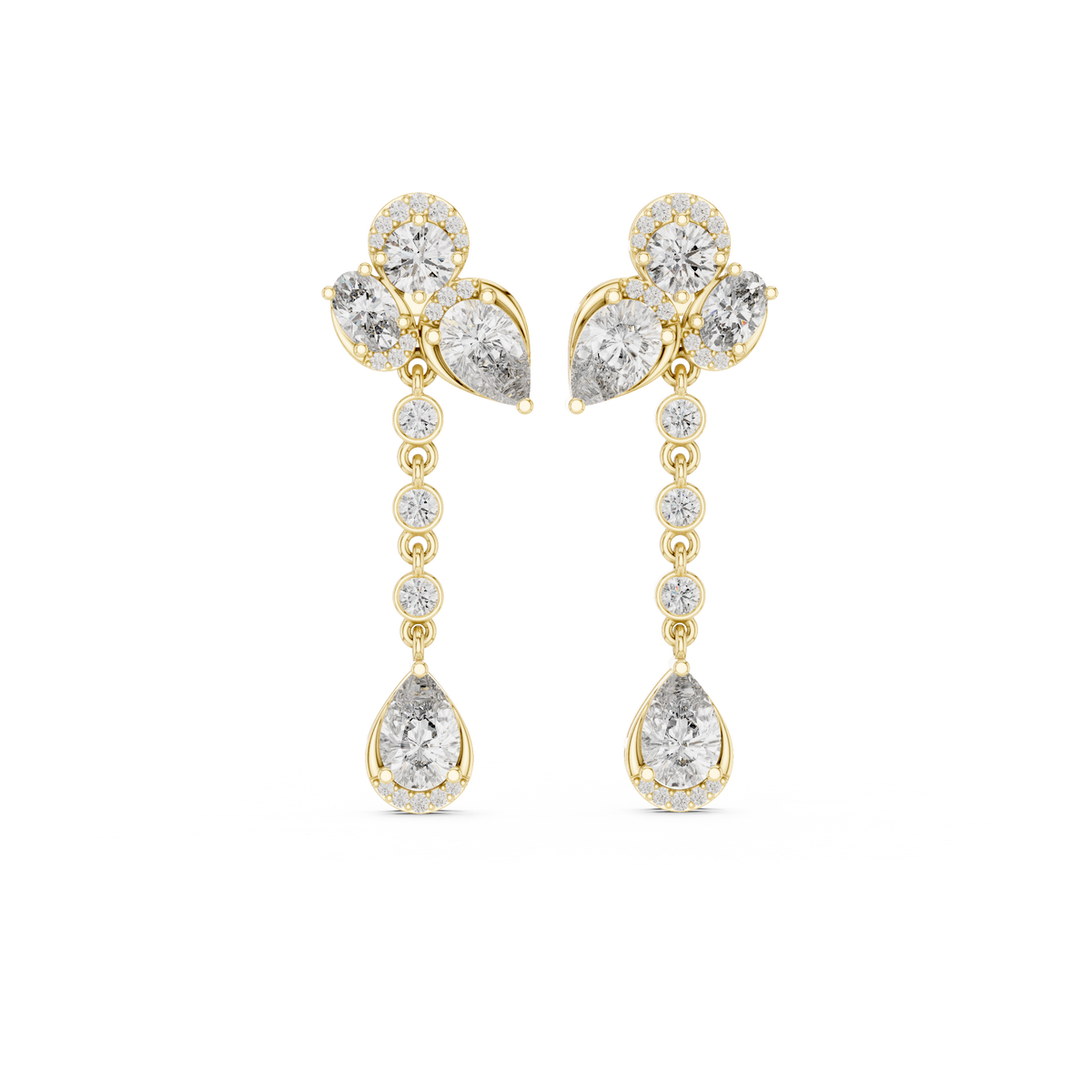 Pear & Oval Diamond Drop Dangle Earrings, additional photo — Jewelix Atelier