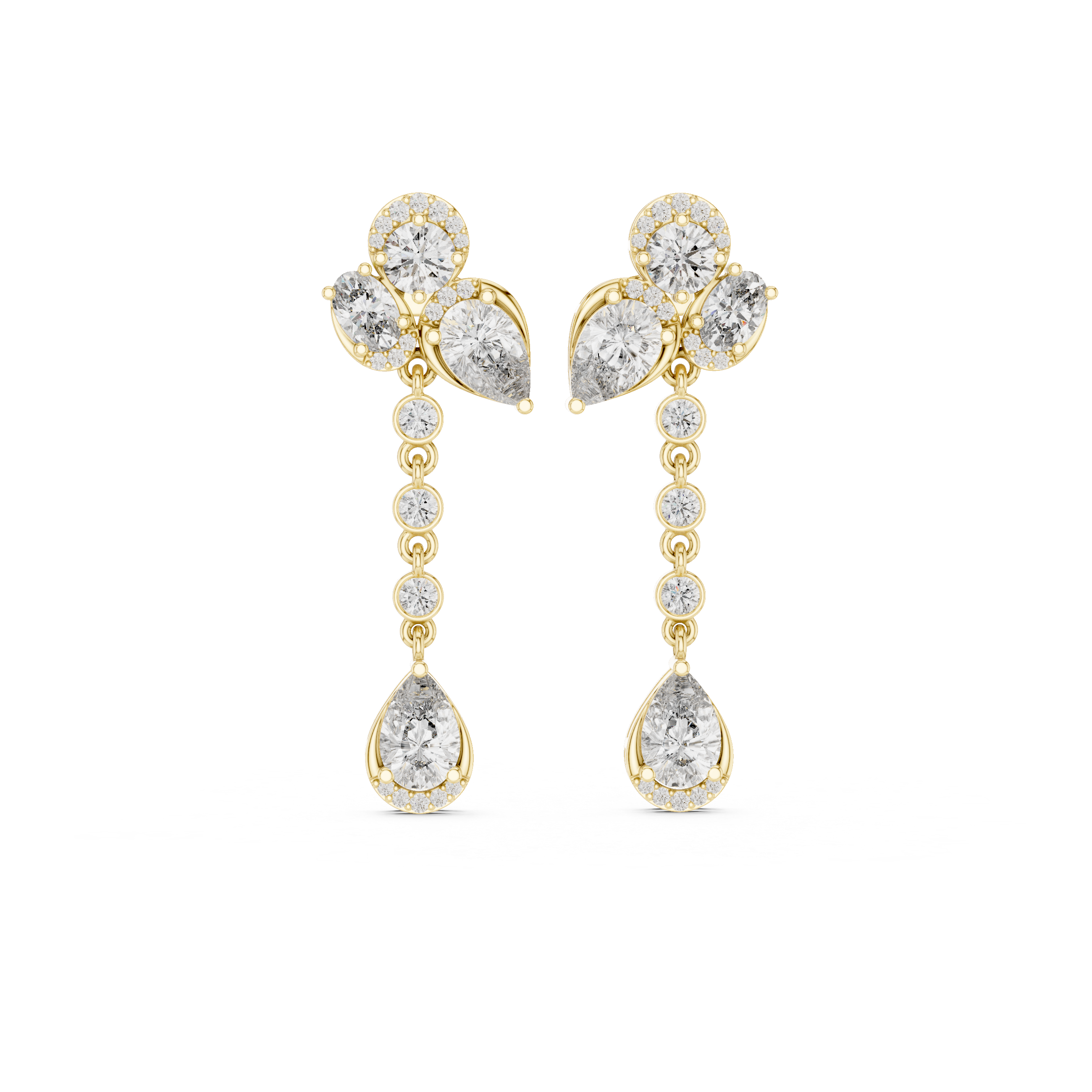 Pear & Oval Diamond Drop Dangle Earrings