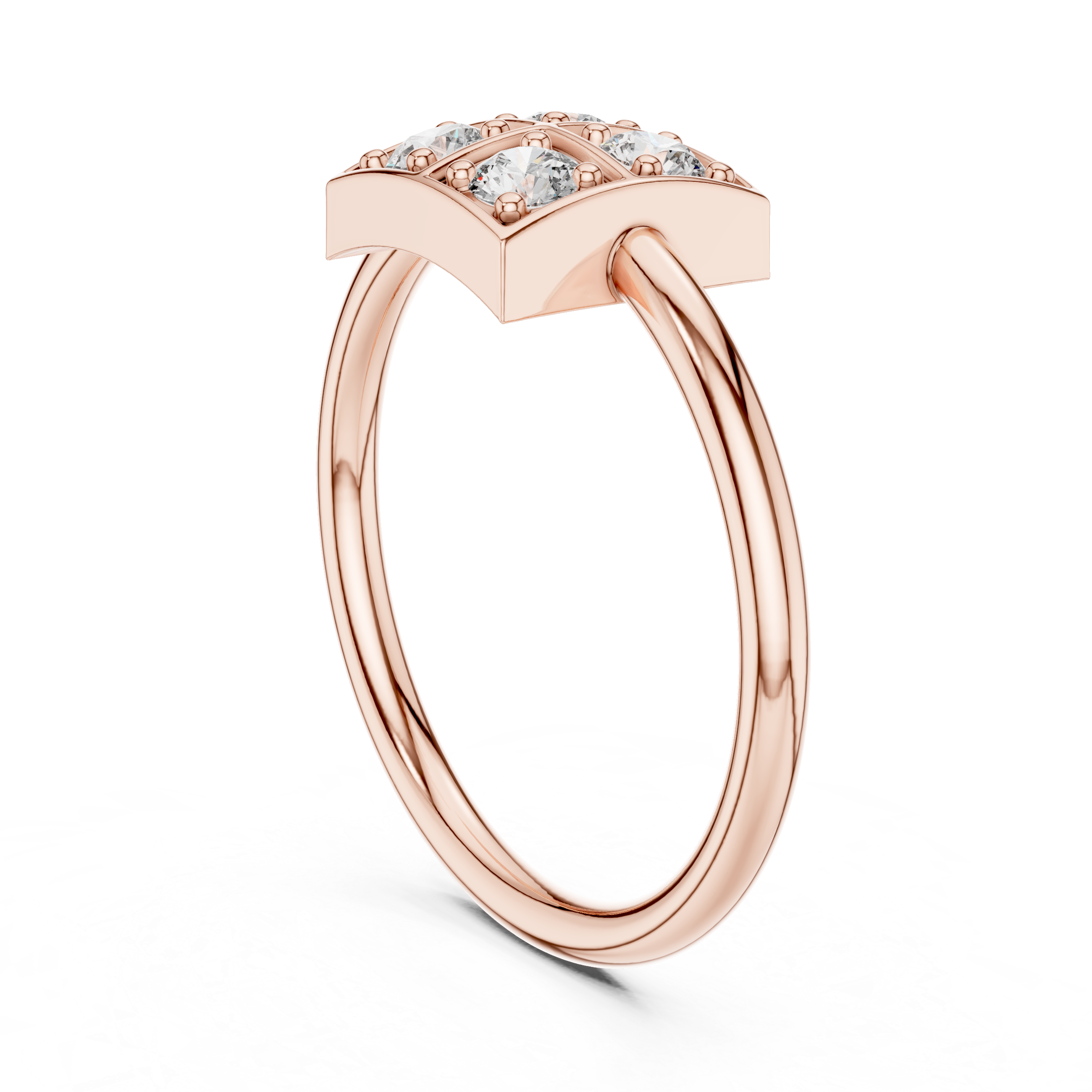 Four Stone Diamond Cluster Ring in Sterling Silver