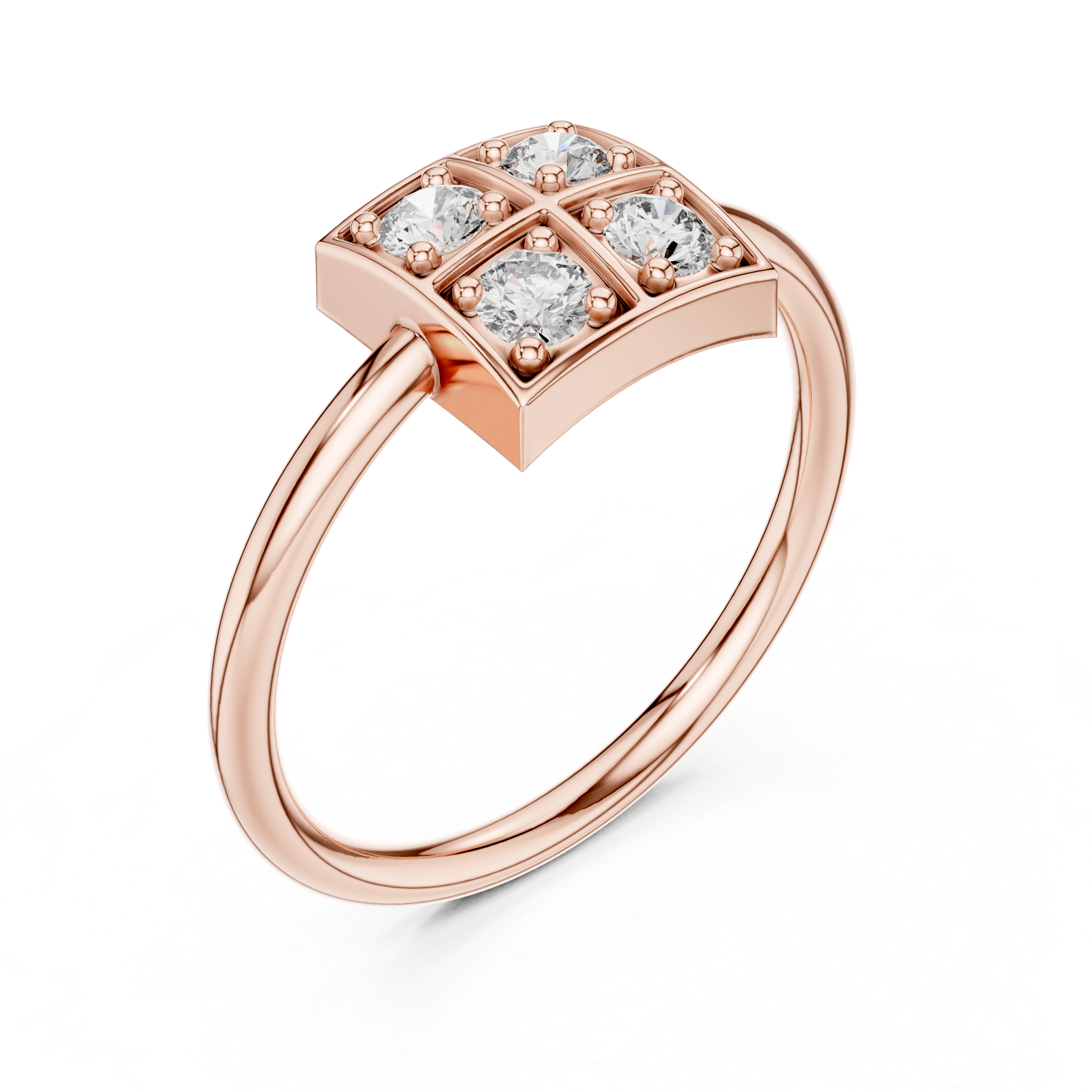 Four Stone Diamond Cluster Ring in Sterling Silver