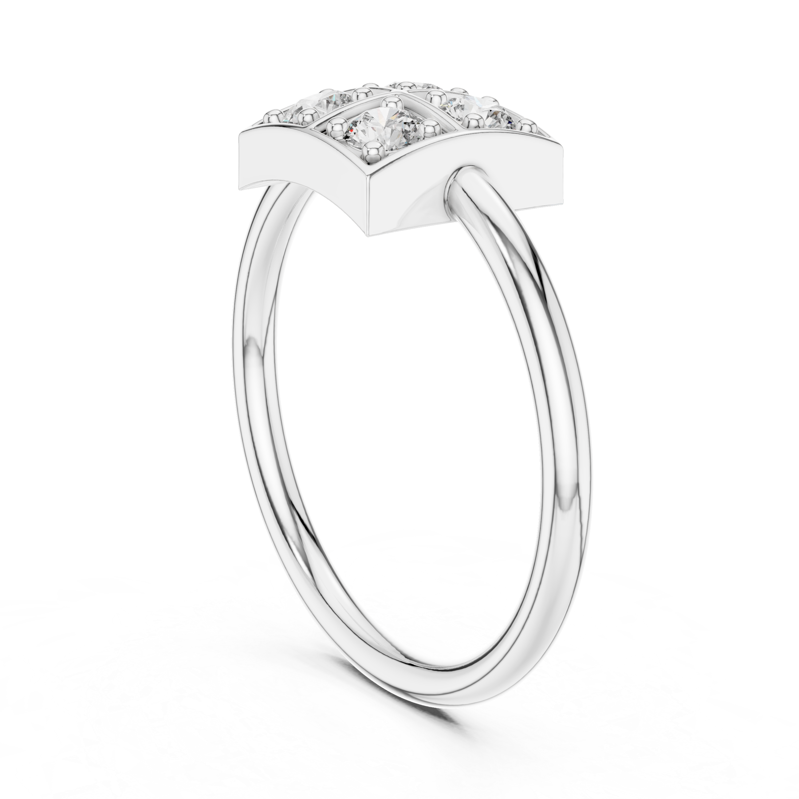 Four Stone Diamond Cluster Ring in Sterling Silver