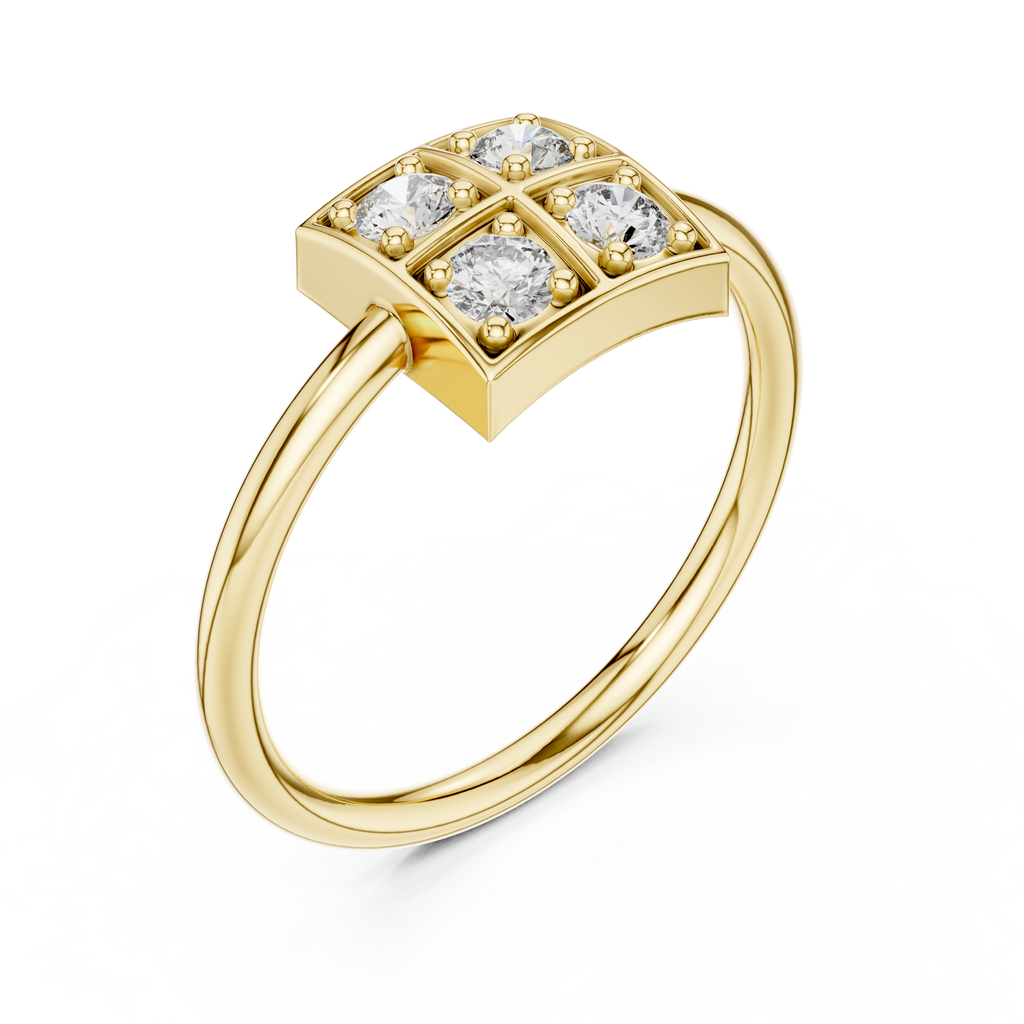 Four Stone Diamond Cluster Ring in Sterling Silver