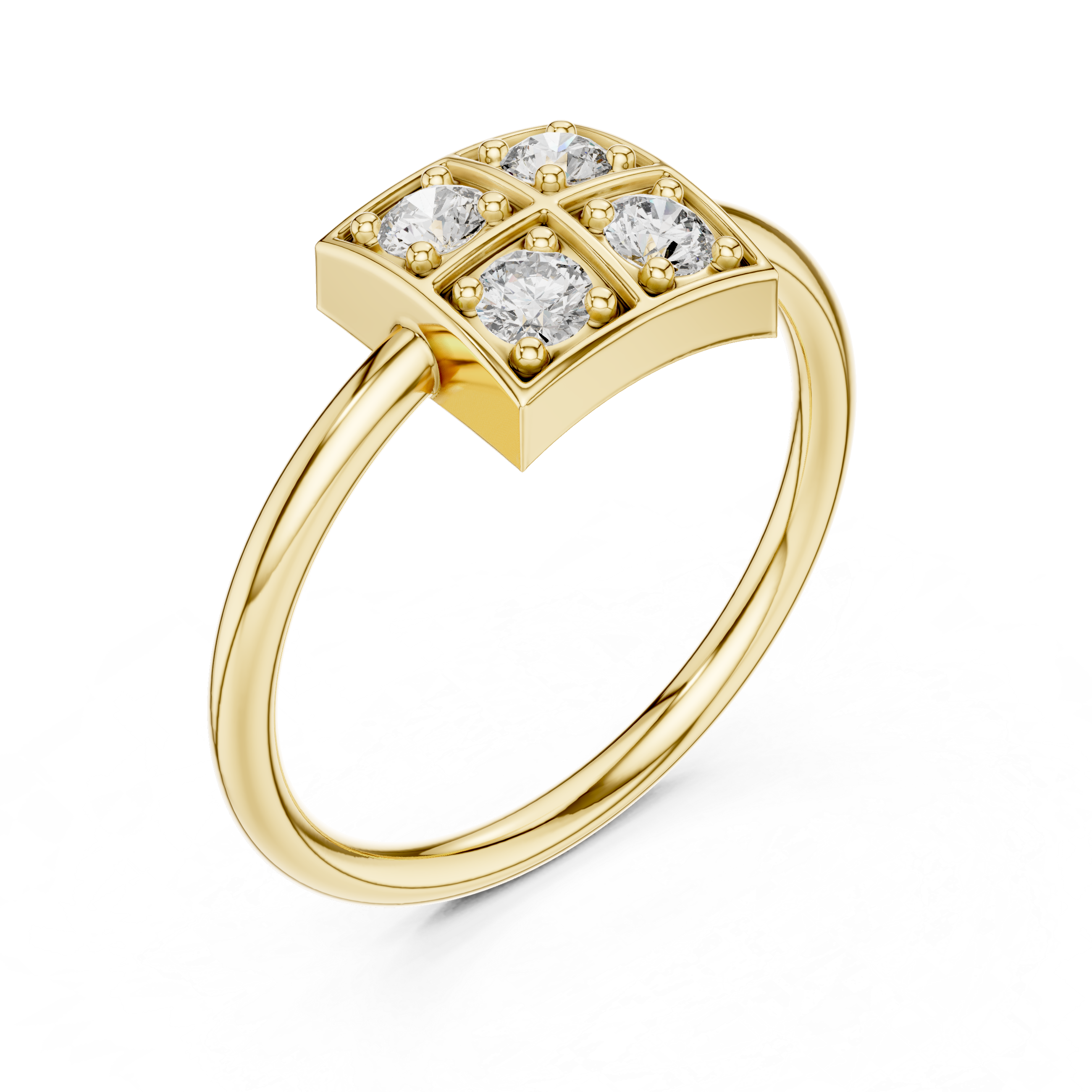 Four Stone Diamond Cluster Ring in Sterling Silver