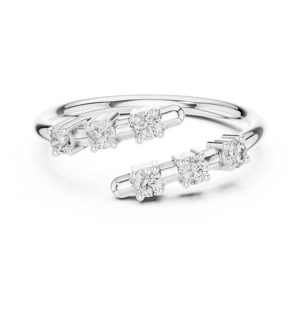 Six Stone Diamond Band Ring in Sterling Silver