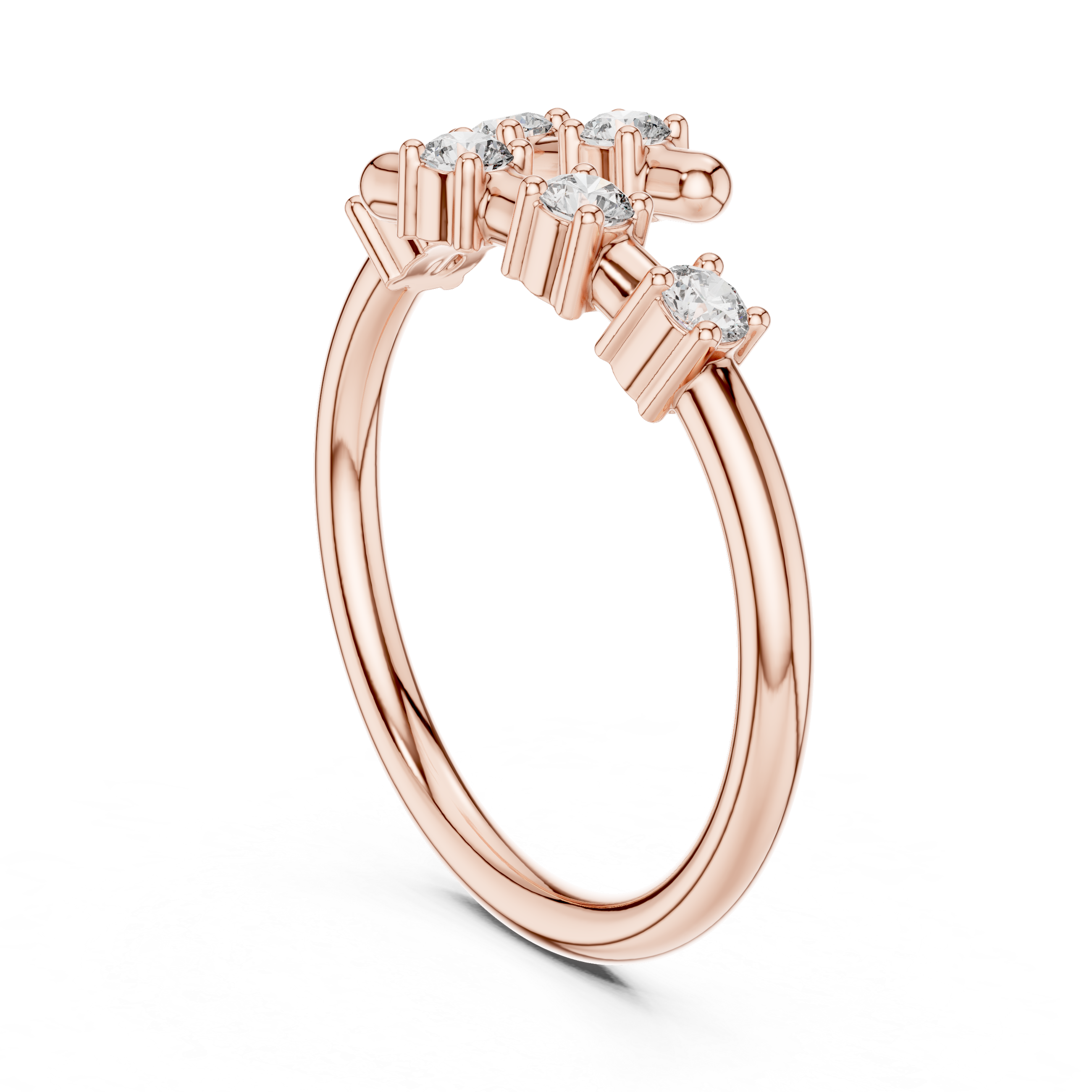 Six Stone Diamond Band Ring in Sterling Silver