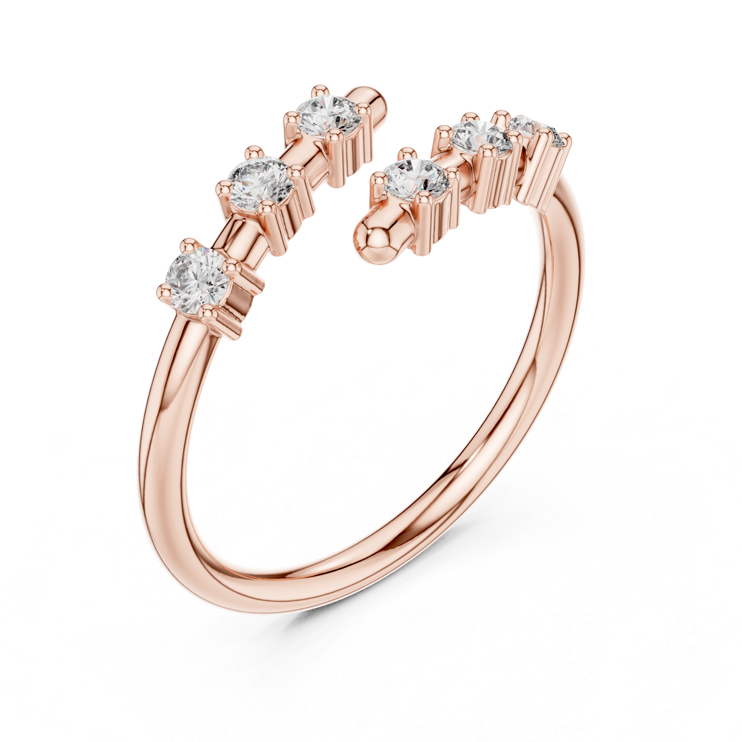 Six Stone Diamond Band Ring in Sterling Silver