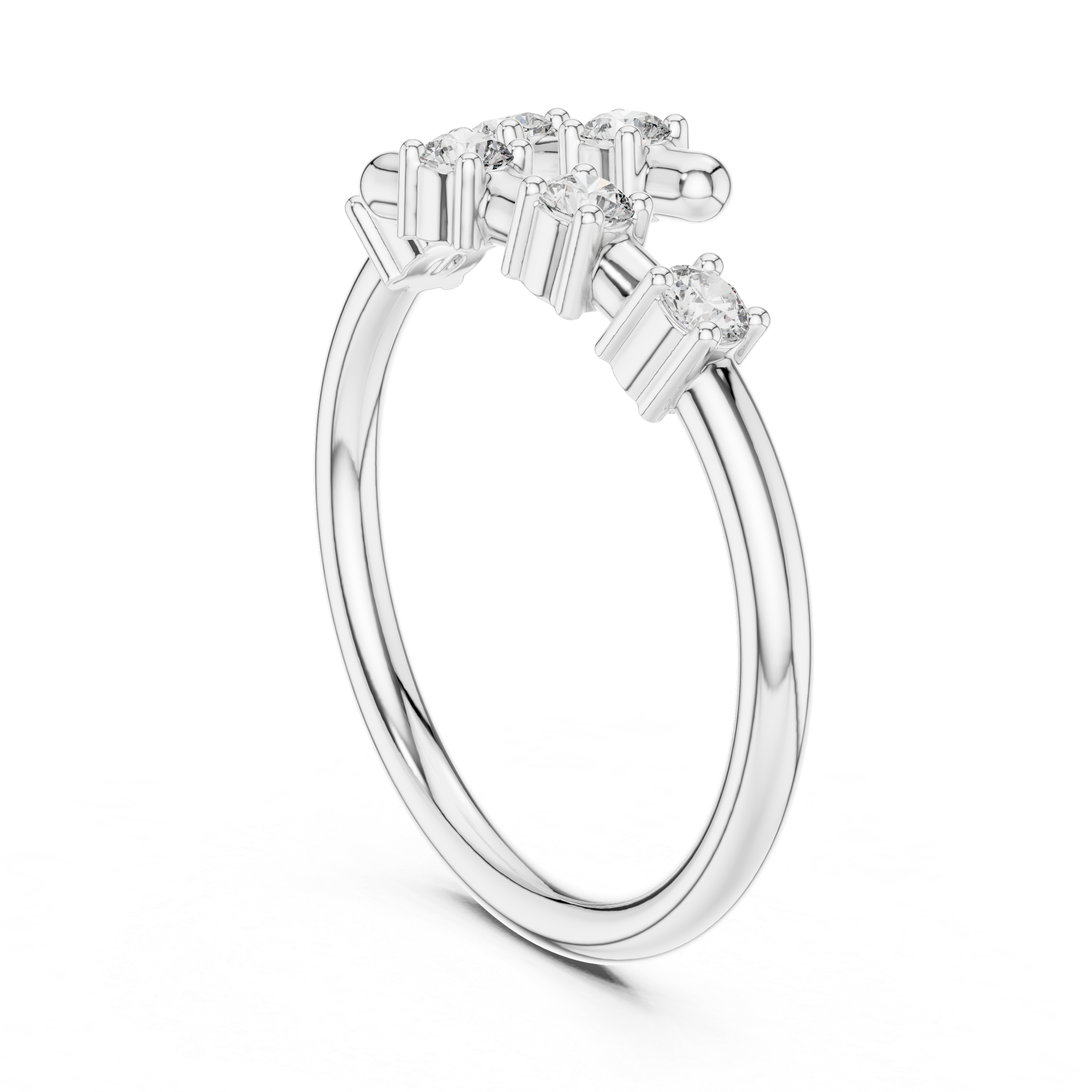 Six Stone Diamond Band Ring in Sterling Silver