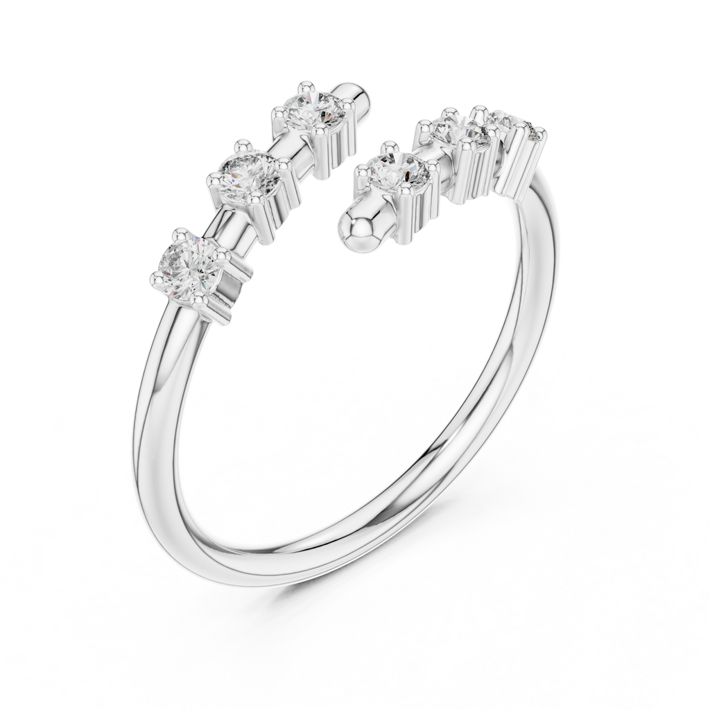 Six Stone Diamond Band Ring in Sterling Silver
