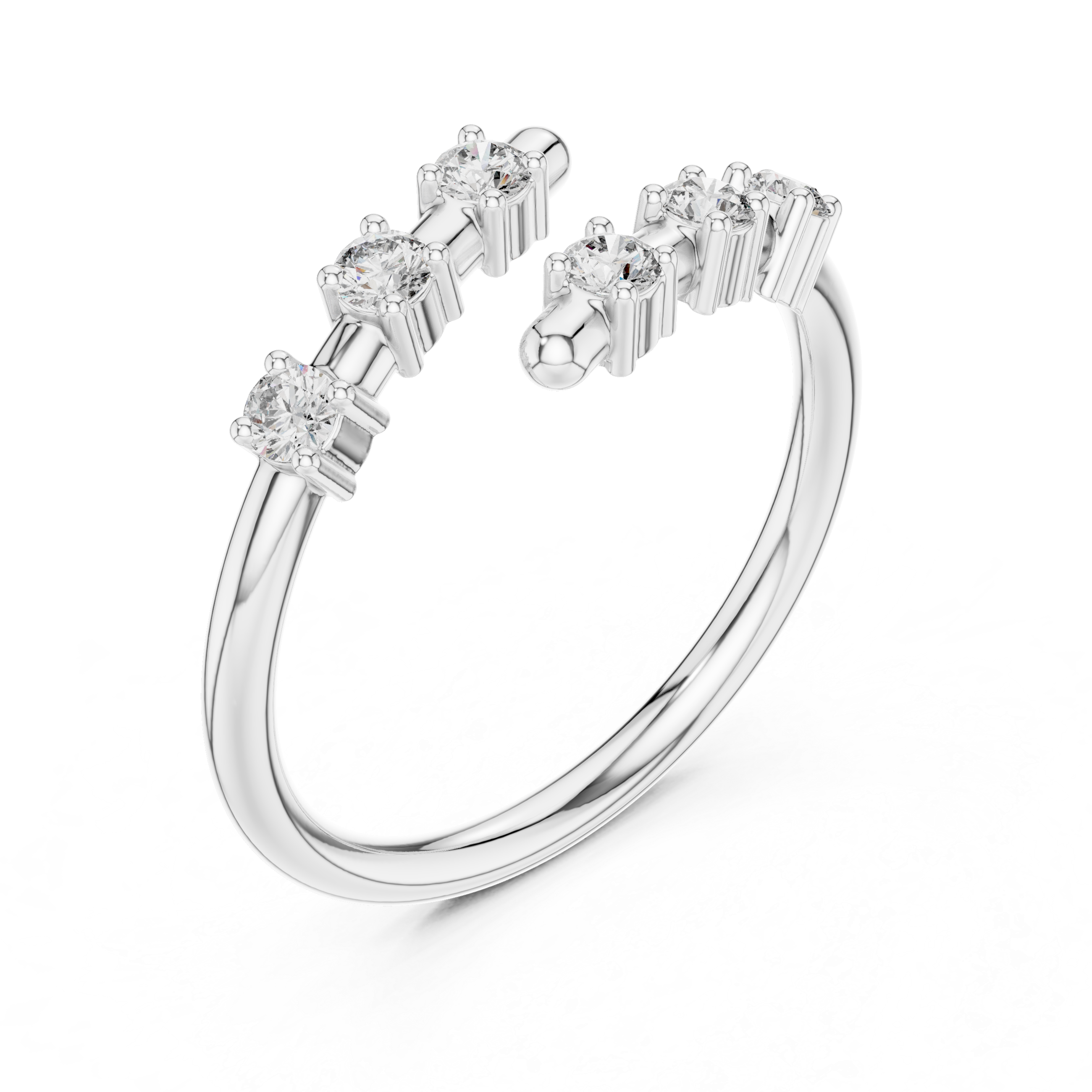 Six Stone Diamond Band Ring in Sterling Silver