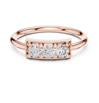 Three Stone Diamond Bar Ring in Sterling Silver