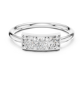 Three Stone Diamond Bar Ring in Sterling Silver