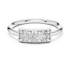 Three Stone Diamond Bar Ring in Sterling Silver