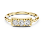 Three Stone Diamond Bar Ring in Sterling Silver