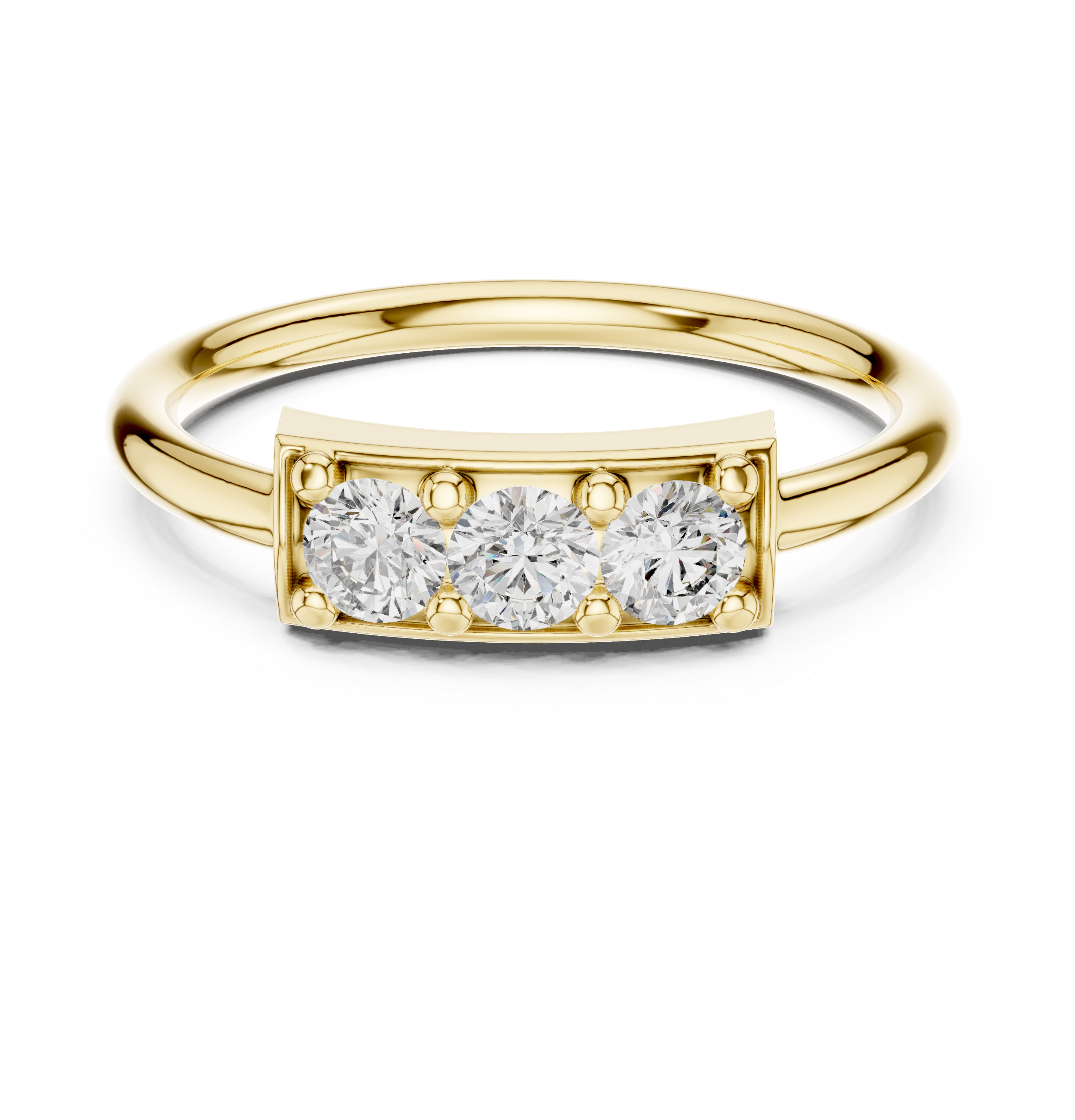 Three Stone Diamond Bar Ring in Sterling Silver