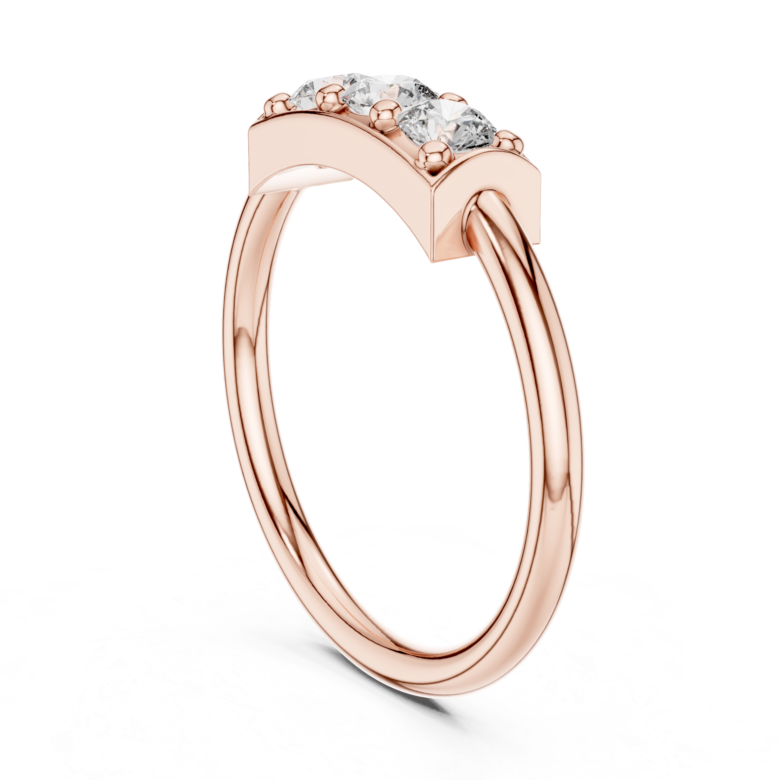 Three Stone Diamond Bar Ring in Sterling Silver