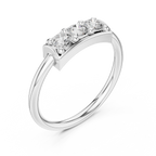 Three Stone Diamond Bar Ring in Sterling Silver