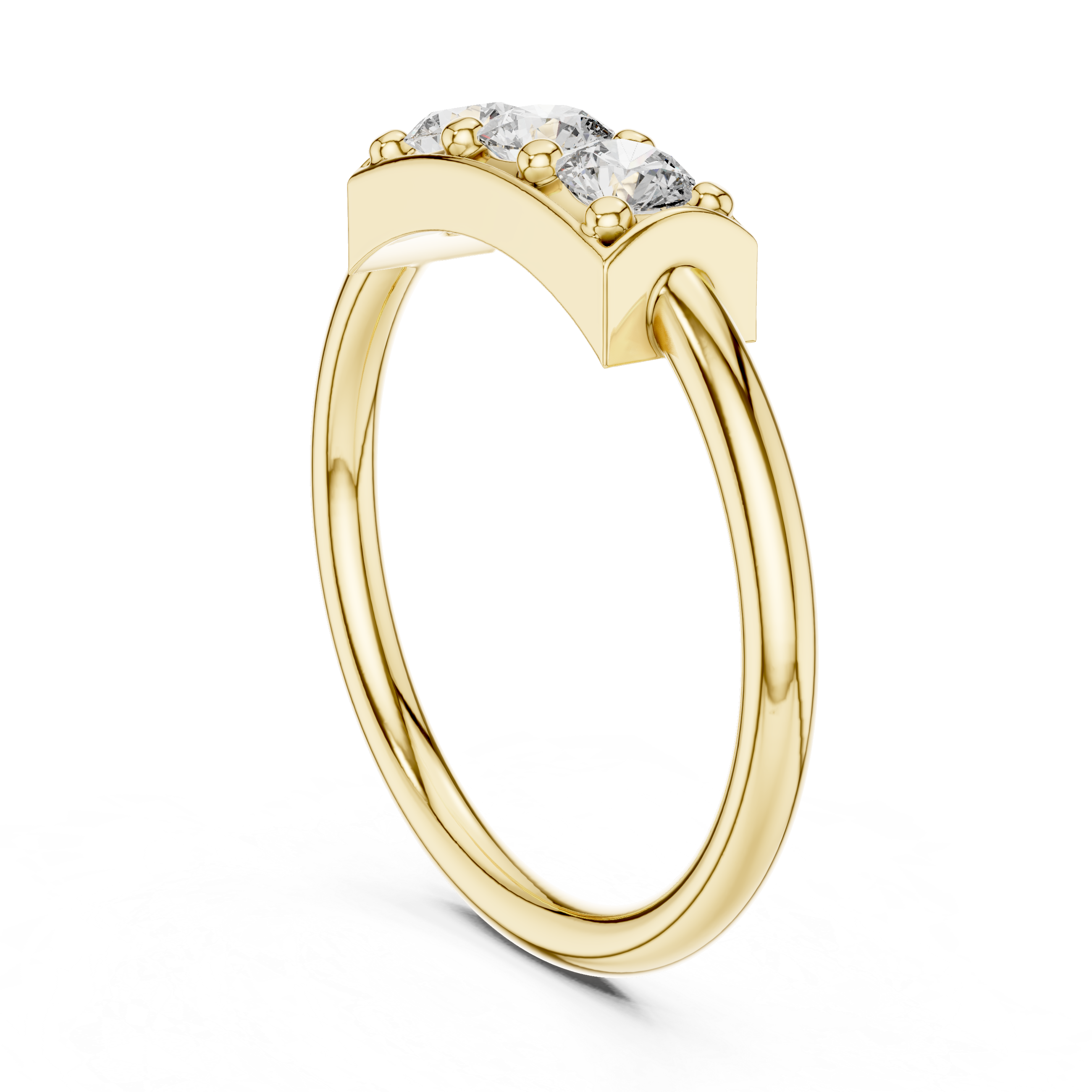 Three Stone Diamond Bar Ring in Sterling Silver