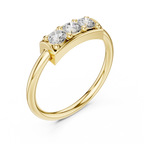 Three Stone Diamond Bar Ring in Sterling Silver