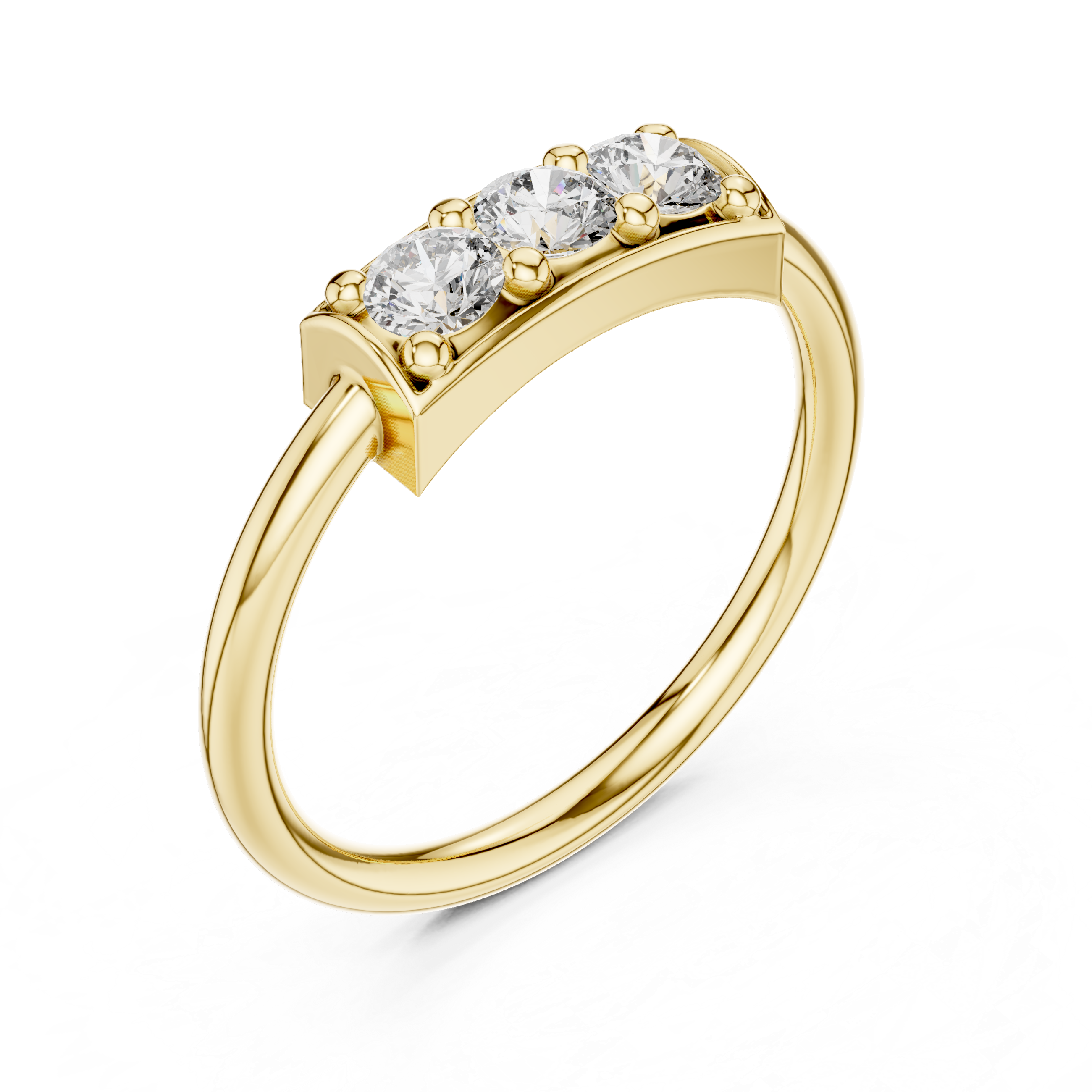 Three Stone Diamond Bar Ring in Sterling Silver