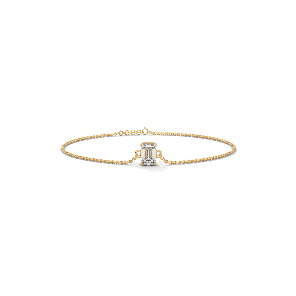 Emerald Cut Solitaire Diamond Bracelet