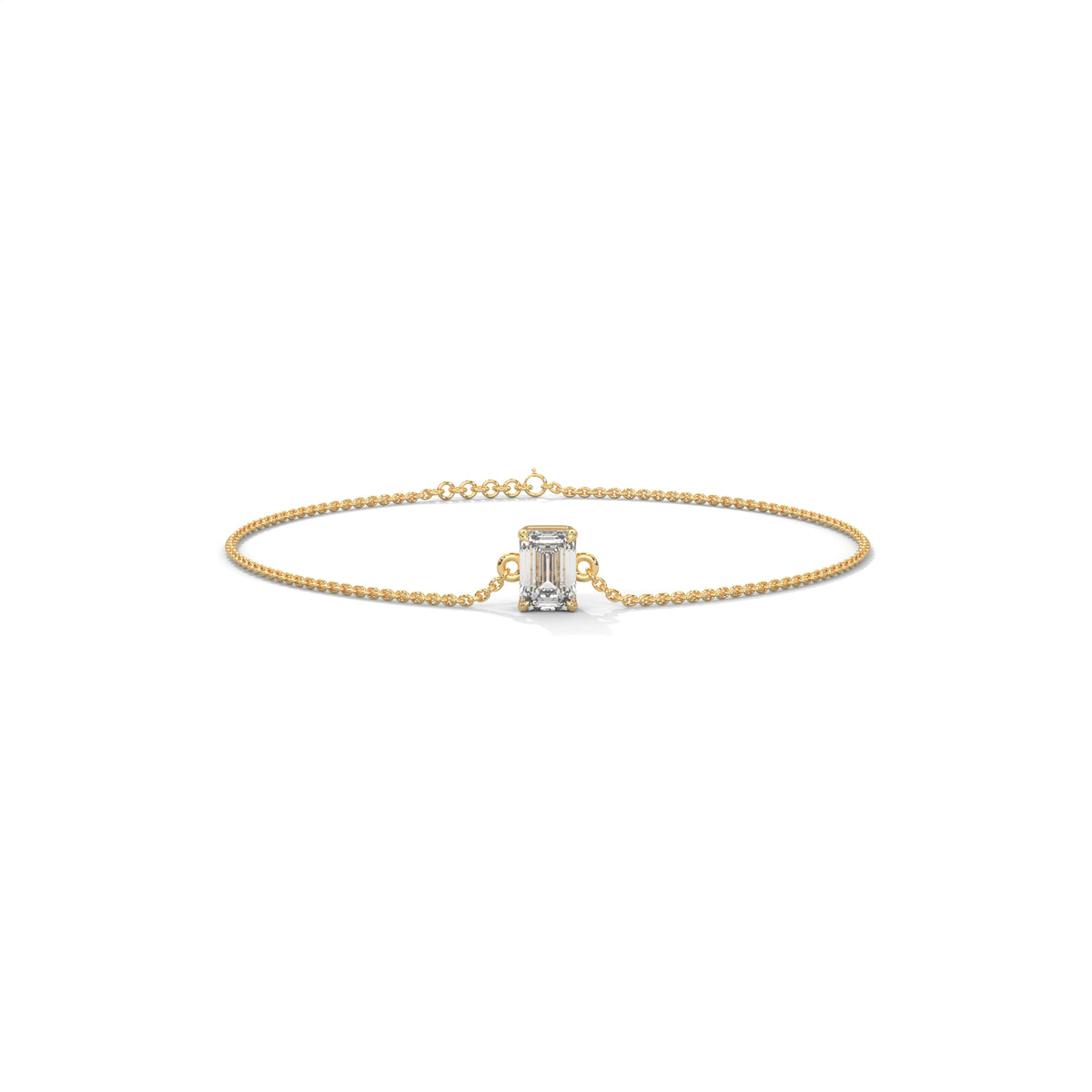 Emerald Cut Solitaire Diamond Bracelet, alternate view — Jewelix Atelier