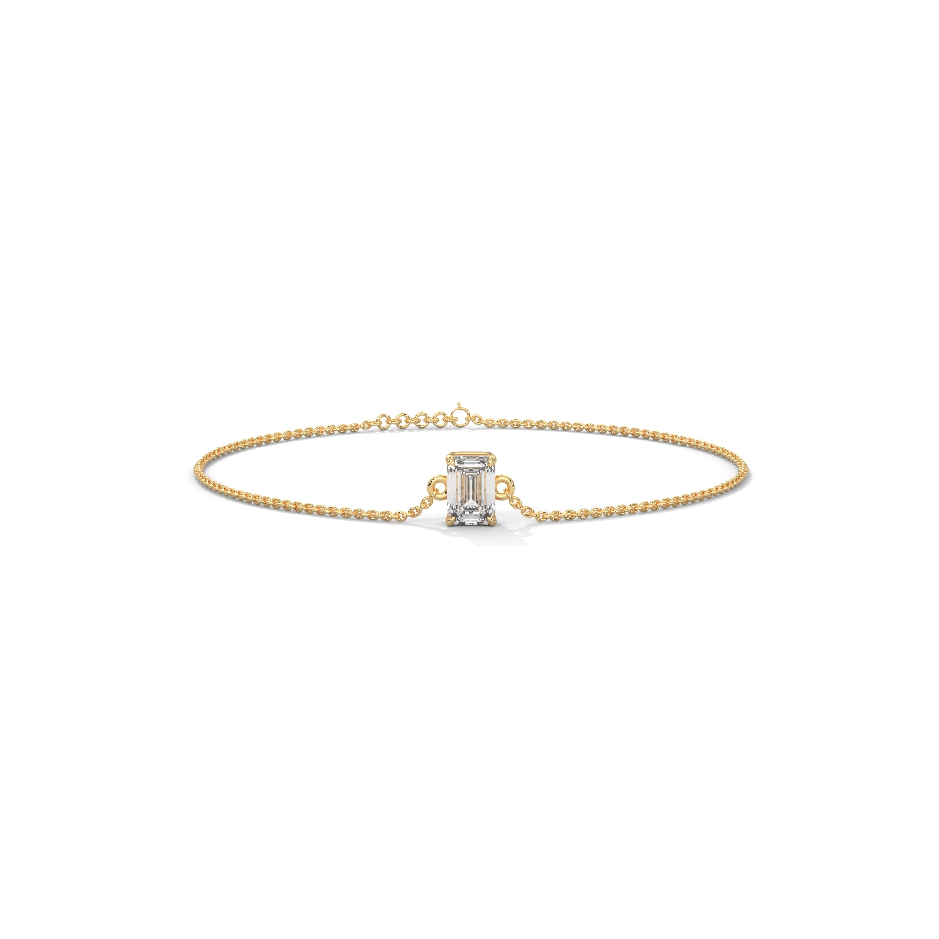 Emerald Cut Solitaire Diamond Bracelet