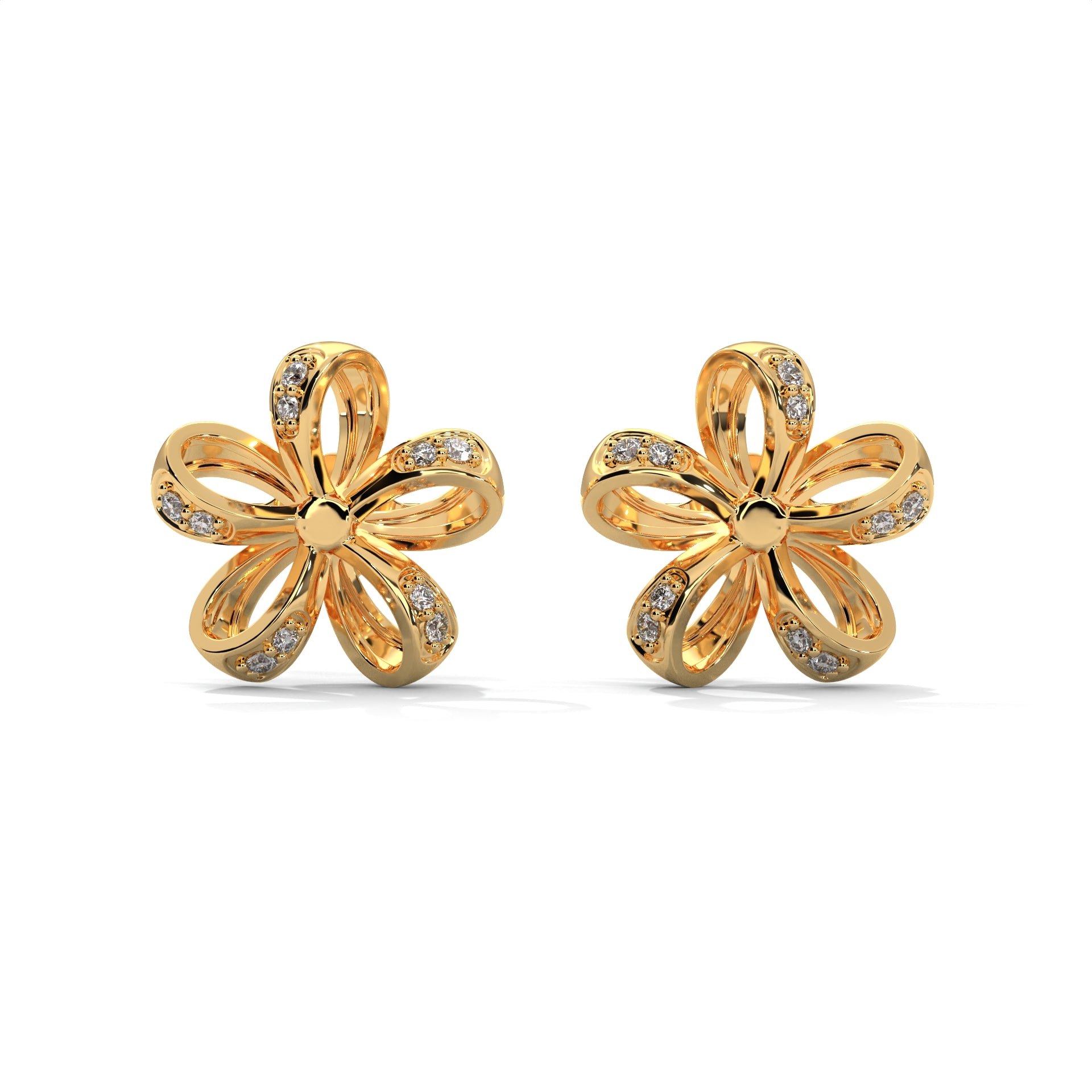 Open Floral Diamond Stud Earrings