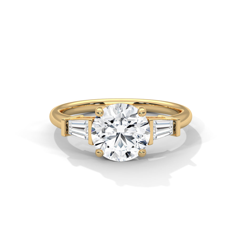 Round Diamond Three Stone Engagement Ring