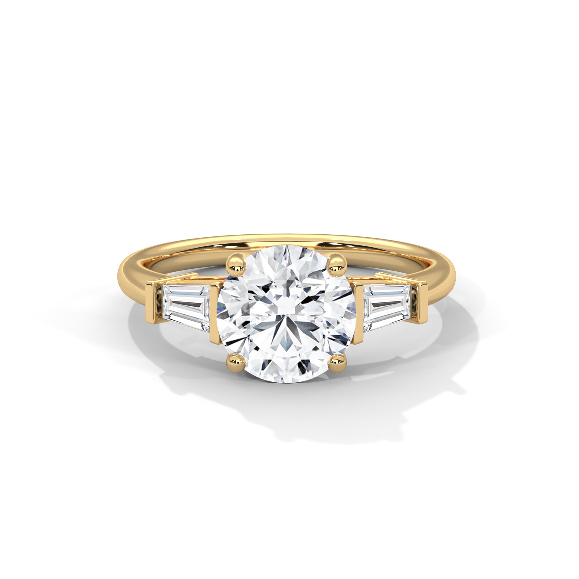 Round Diamond Three Stone Engagement Ring