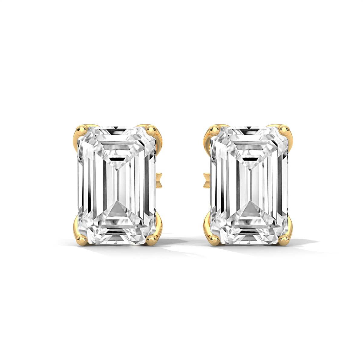 1.00 CTW Emerald Cut Solitaire Lab Grown Diamond Stud Earrings, lifestyle view — Jewelix Atelier