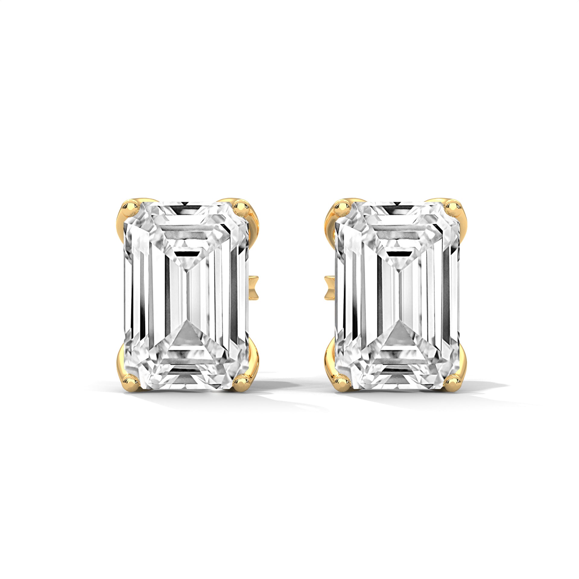 Emerald Cut Solitaire Diamond Stud Earrings