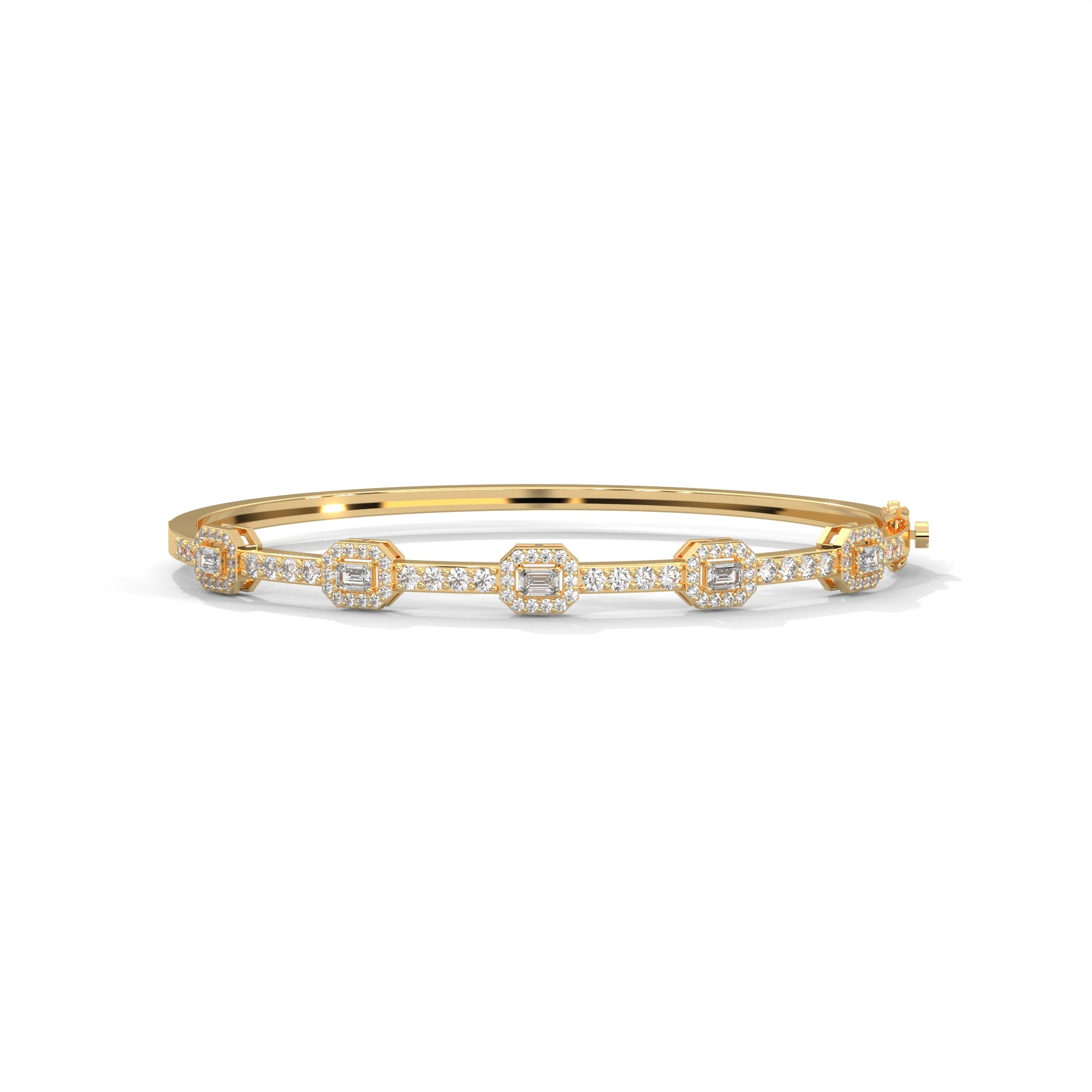 Emerald & Round Diamond Geometric Bracelet