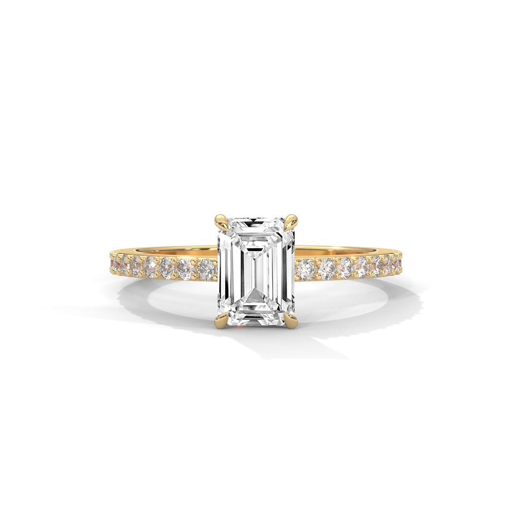 Emerald Cut Diamond Pavé Engagement Ring