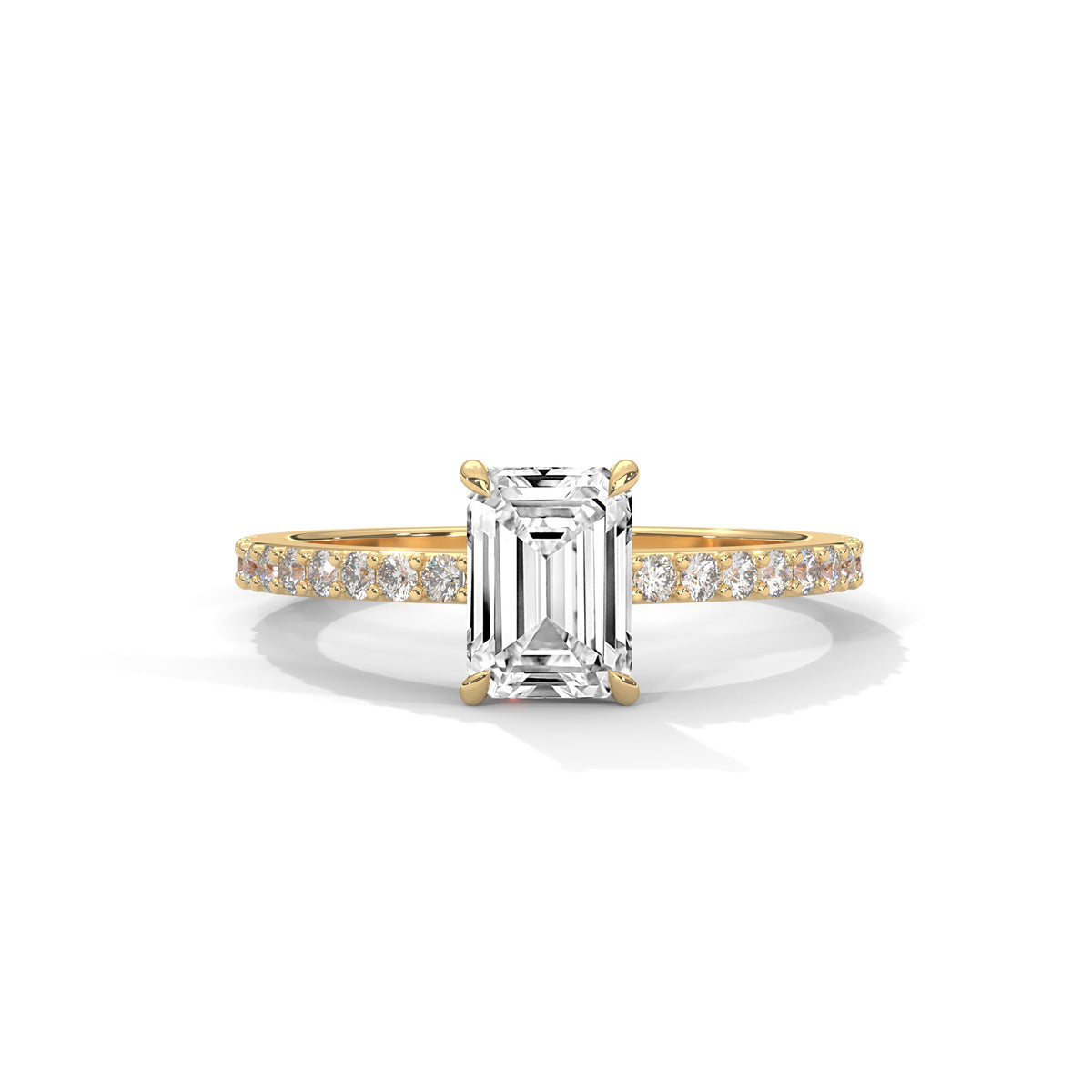 Emerald Cut Diamond Pavé Engagement Ring – view 4 of 9, lab grown diamond ring | Jewelix Atelier