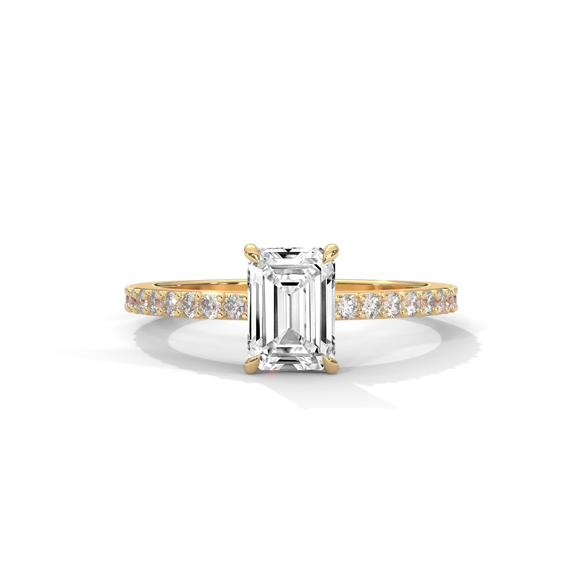 Emerald Cut Diamond Pavé Engagement Ring
