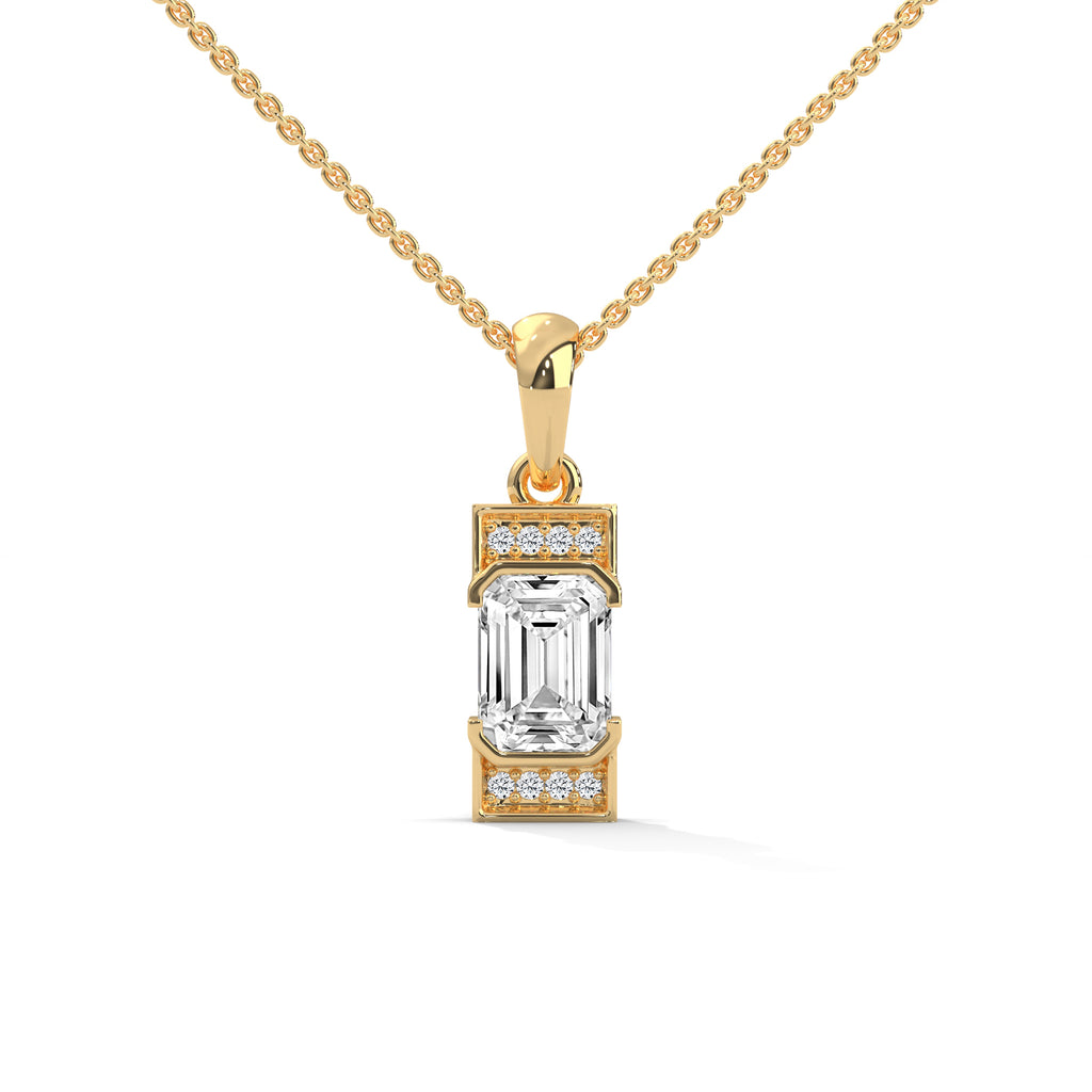 Emerald Cut Diamond Halo Pendant