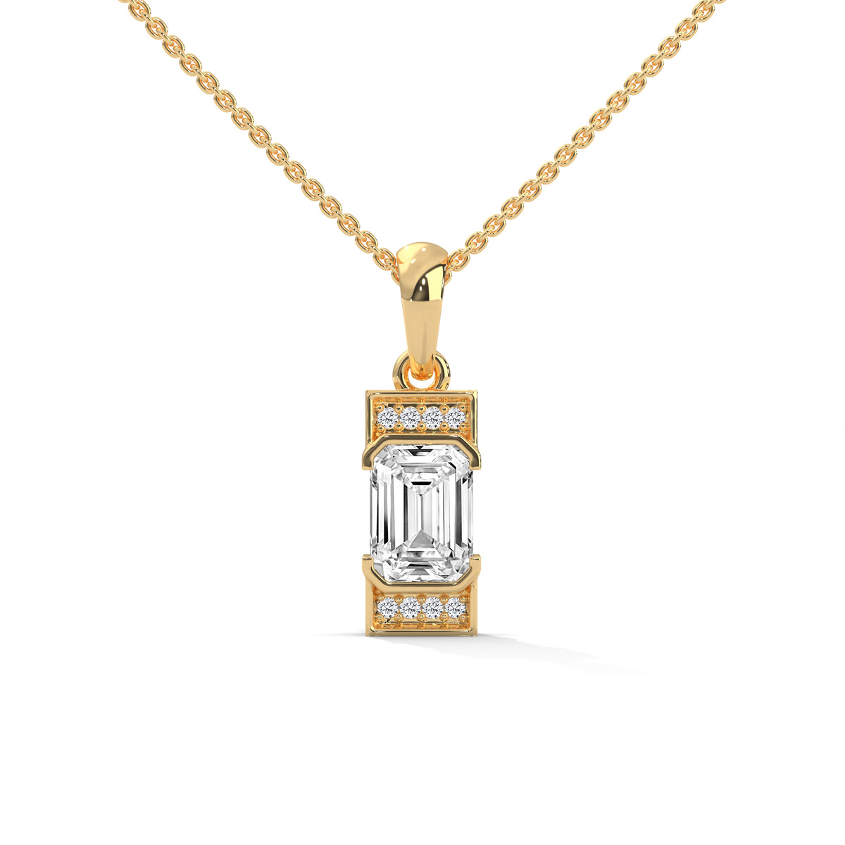 Emerald Cut Diamond Halo Pendant – view 4 of 9, lab grown diamond necklace | Jewelix Atelier