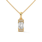 Emerald Cut Diamond Halo Pendant