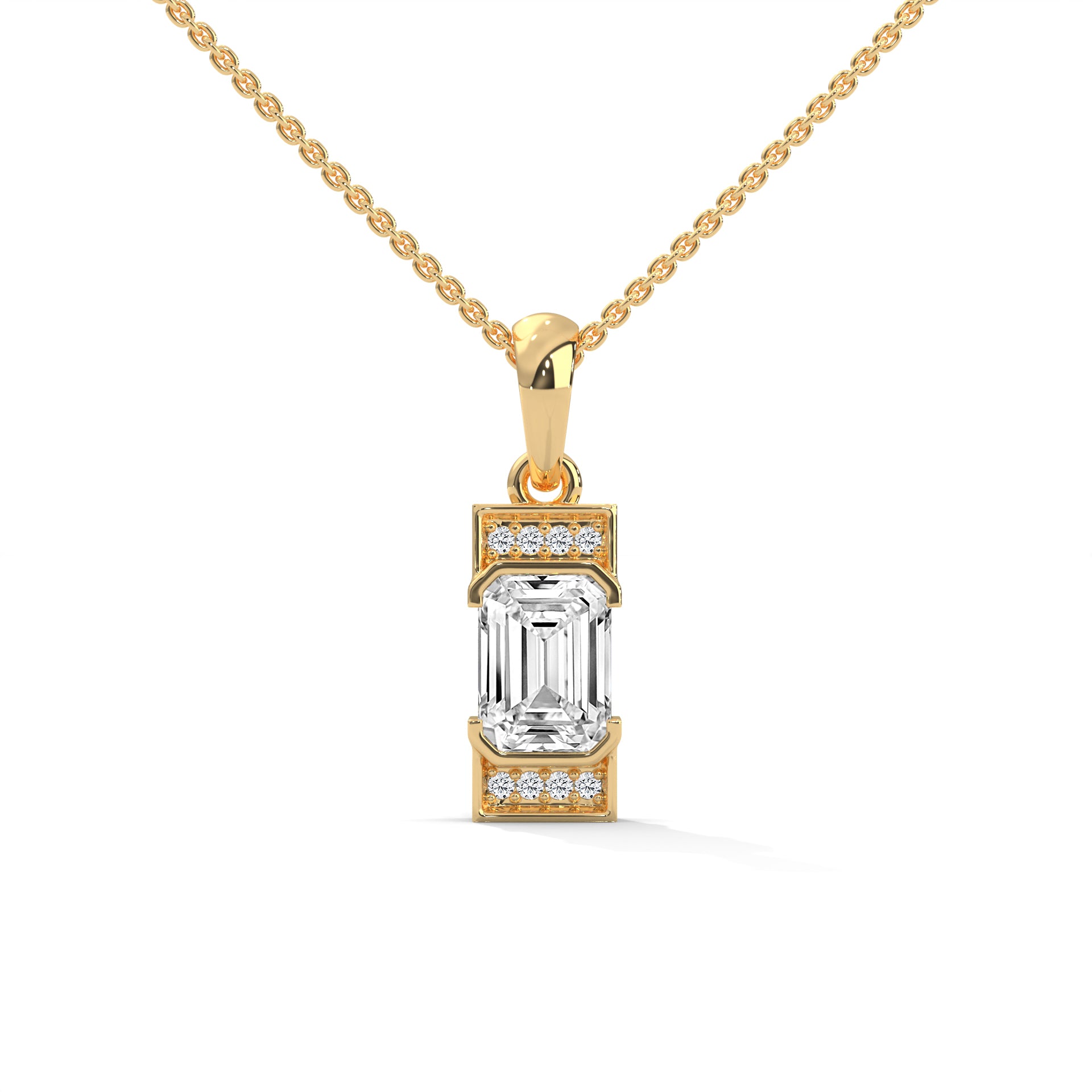 Emerald Cut Diamond Halo Pendant