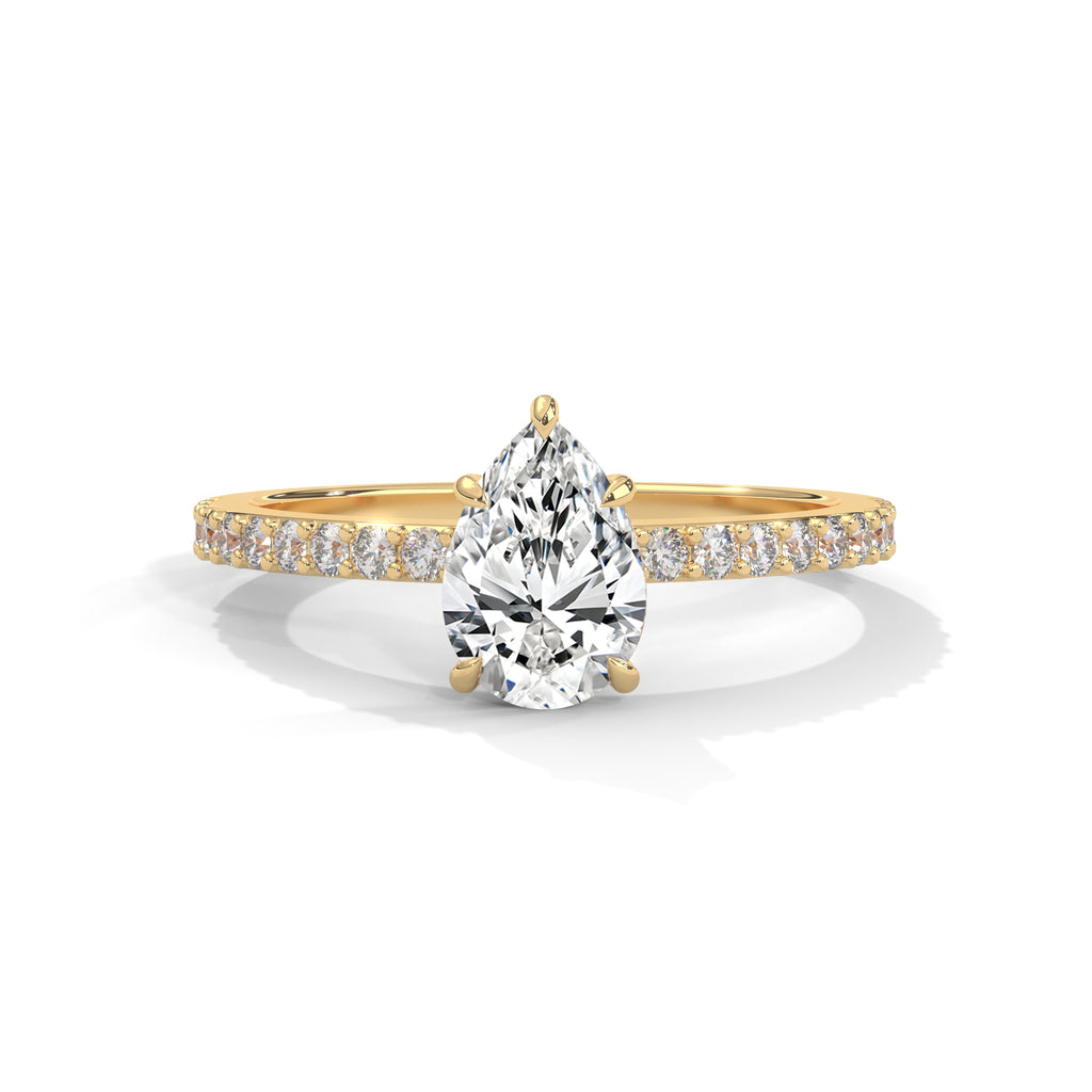 Pear Cut Diamond Pavé Engagement Ring