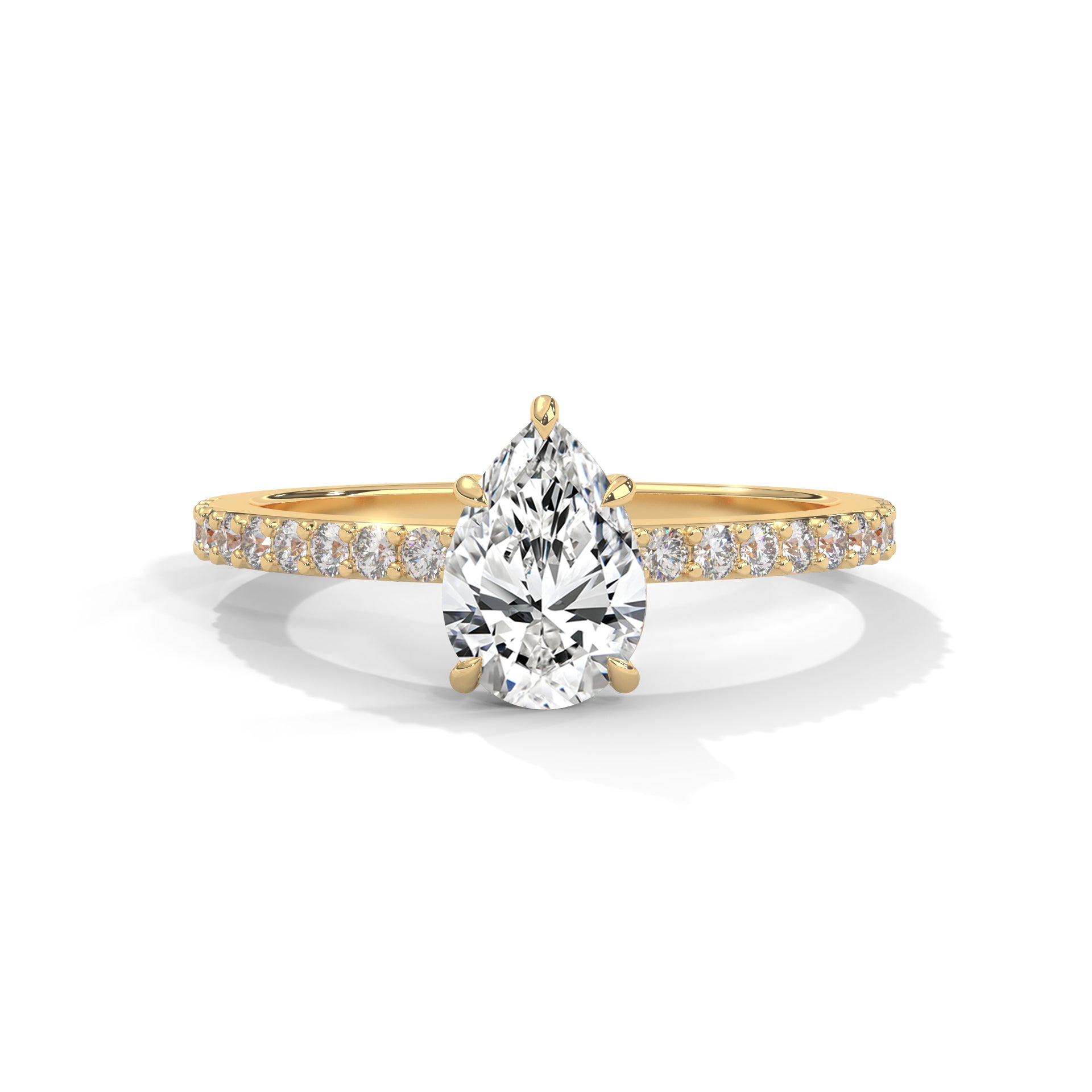 Pear Cut Diamond Pavé Engagement Ring