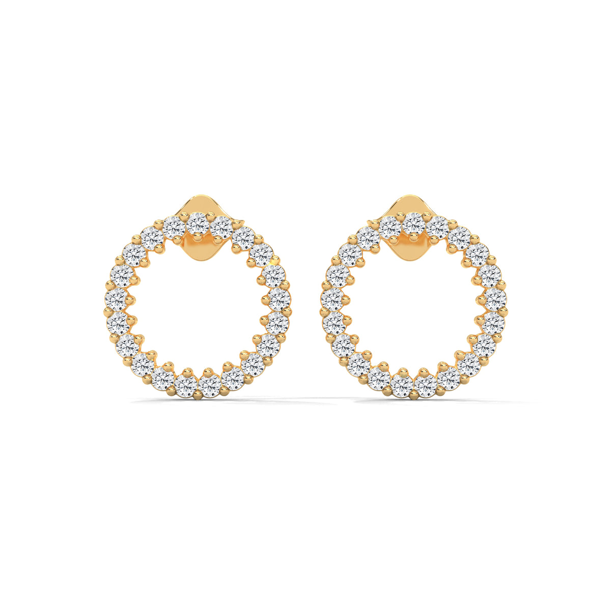 Diamond Circle Stud Earrings, side angle — Jewelix Atelier